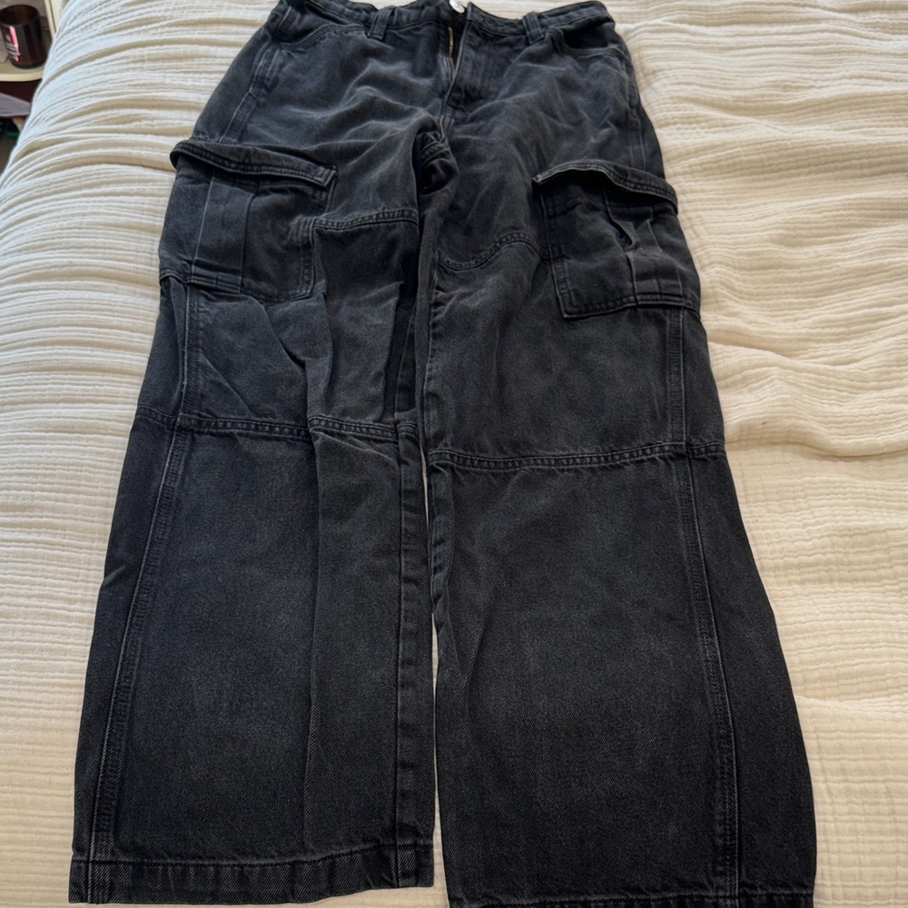 Black Cargo Denim Pants